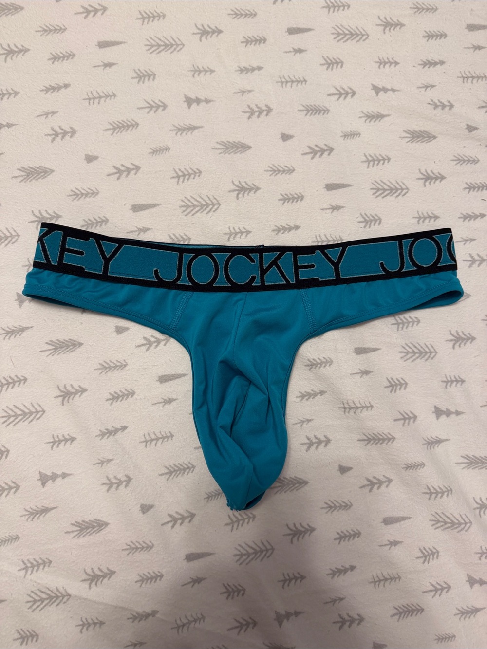 Jockey Teal Men's Low-Rise Thong with Black Logo Waistband